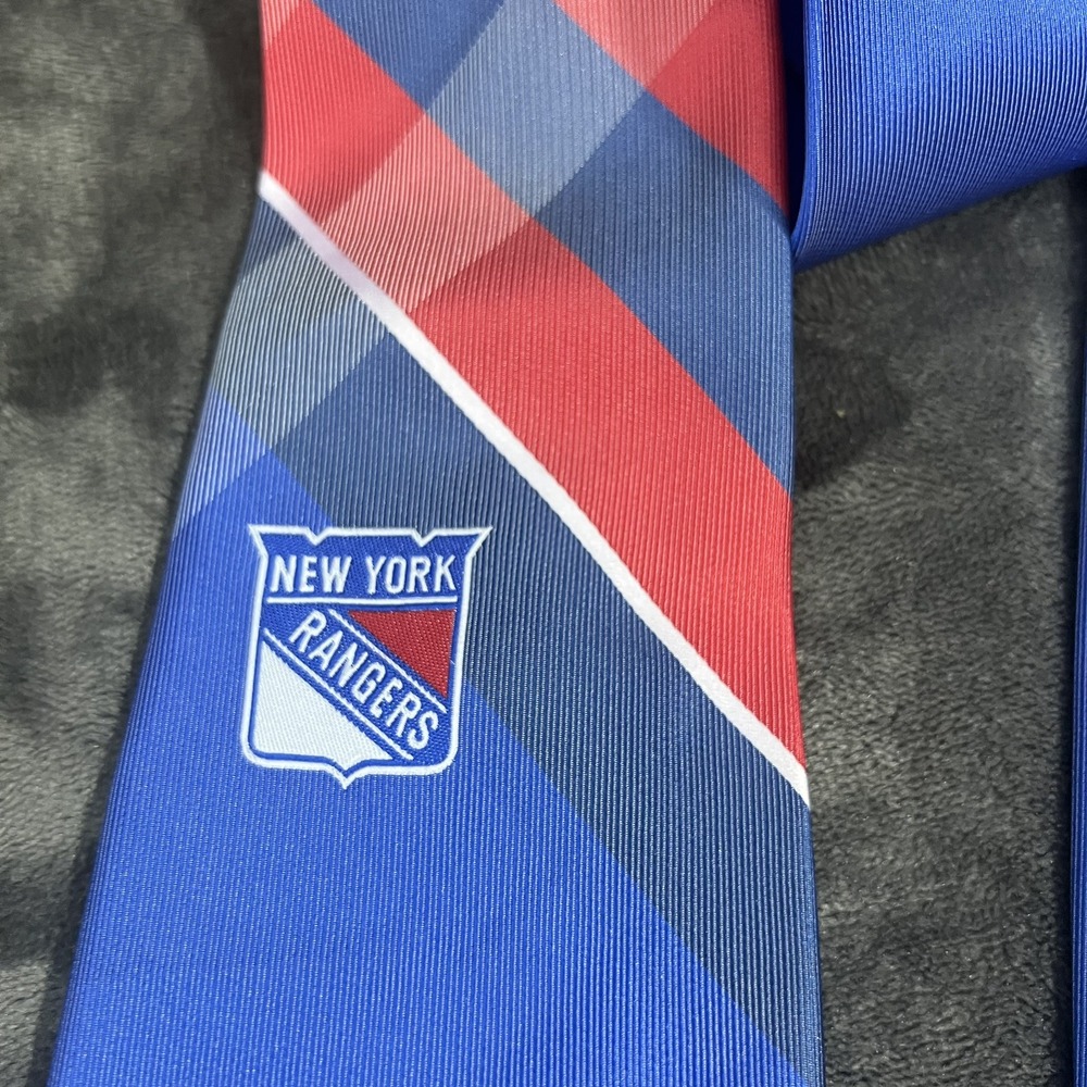 NHL New York Ranger Polys Grid Necktie - Men's NHL Offically Licenced
